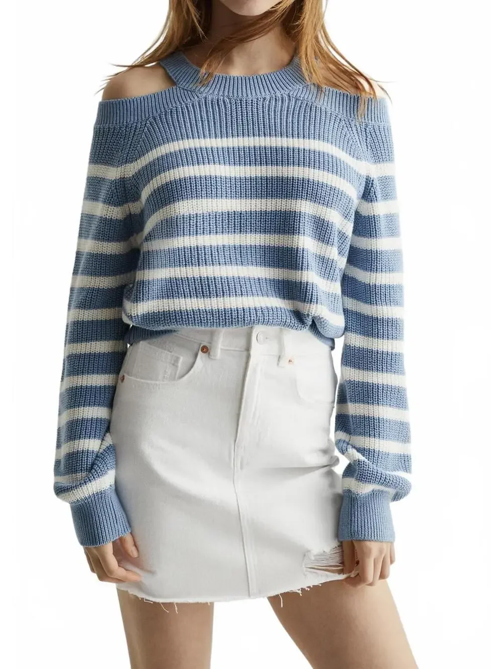 Mango Teen's Denim Mini Skirt with Frayed Hem NWT Off White Teens Large